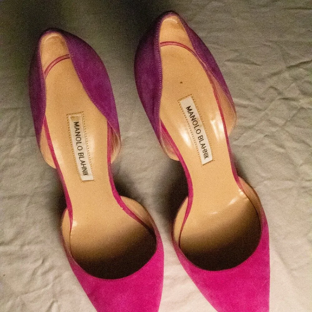 Manolo Blahnik's "Tayler" pump in two-tone purple and fuchsia RARE size 42 - Picture 9 of 11